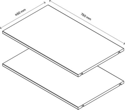 2 tablettes effet chêne grisé GoodHome Atomia L. 71,4 x P. 43,2 cm