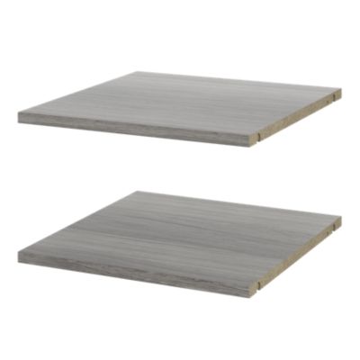 2 tablettes effet chêne grisé pour caisson d'angle Atomia L. 41,2 x P. 43,2 x Ep. 1,8 cm