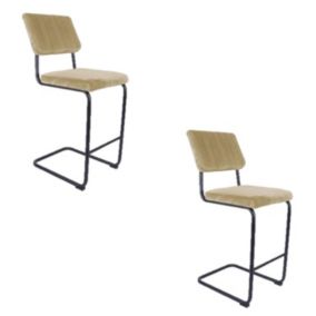 2 Tabourets de bar cantilevers design velours Keen