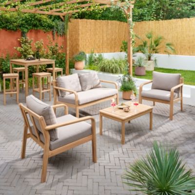 2 tabourets de bar en bois d'acacia L.35,6 x H.70 cm, GoodHome Riveo
