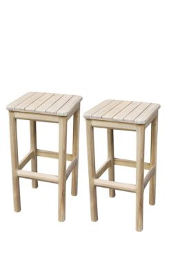 2 tabourets de bar en bois d'acacia L.35,6 x H.70 cm, GoodHome Riveo