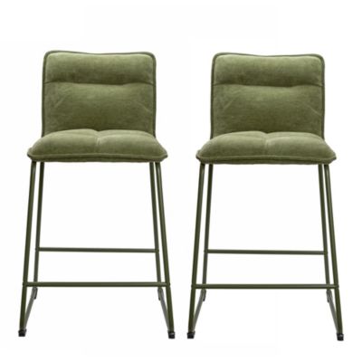 2 tabourets de bar en tissu vert kaki, Deko & Co