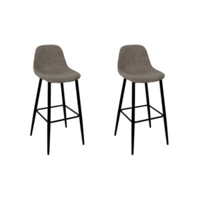 2 Tabourets en contre-plaqué taupe H.70,5 cm Home Deco Factory Scott