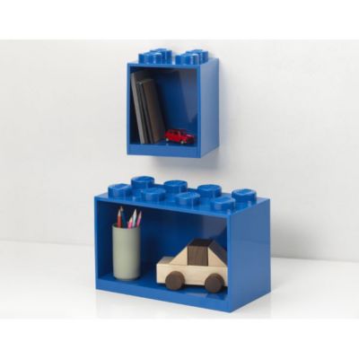 2 étagères superposables en forme de brique LEGO - Gris