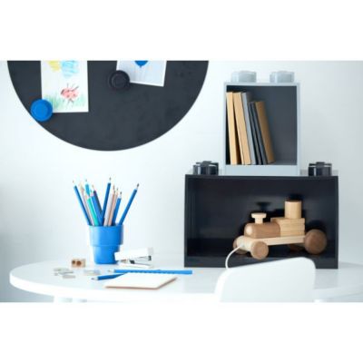 2 étagères superposables en forme de brique LEGO - Gris