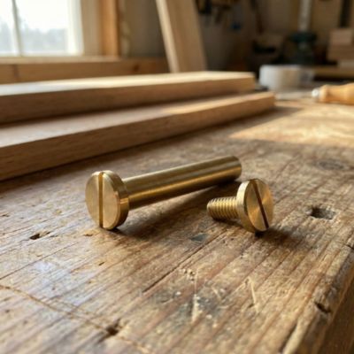Lot De 8 Vis En Laiton Poli - Diamètre 4 Mm X Longueur 45 Mm - Pour Poignées De Porte