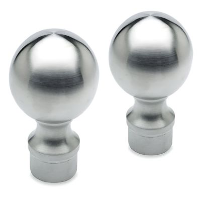 2 x Boule d'ornement diam. 45 mm à emboiter pour tube diam. 25,4 x 1,27 mm - Zamac aspect inox brossé