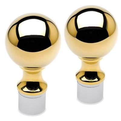 2 x Boule d'ornement diam. 45 mm à emboiter pour tube diam. 25,4 x 1,27 mm - Zamac aspect laiton poli