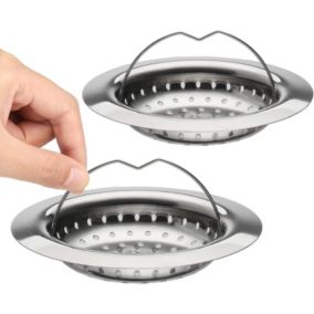 2 x Crépines d'évier de cuisine avec poignées - Crépines d'évier en acier inoxydable - Diamètre 110 mm