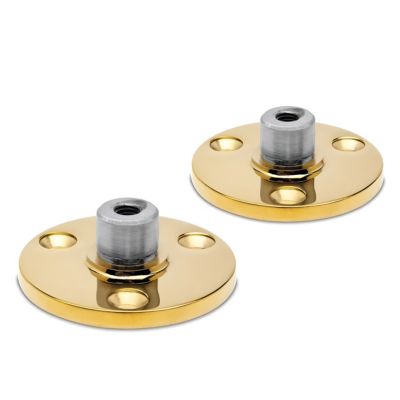 2 x Embase femelle taraudée M8 pour tube diam. 19 / 25,4 mm - 3 vis de fixation - Zamac aspect laiton poli