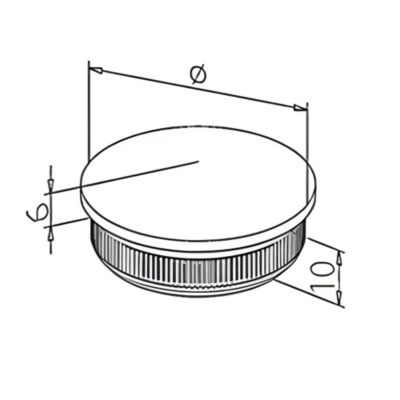2 x Embout arrondi à frapper pour tube diam. 42,4 x 2 mm - Inox 304