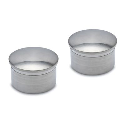 2 x Embout arrondi pour tube diam. 25,4 x 1,27 mm - Zamac aspect inox brossé