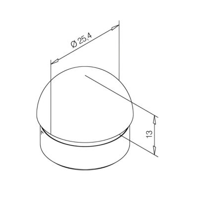 2 x Embout bombé pour tube diam. 25,4 x 1,27 mm - Zamac aspect inox brossé