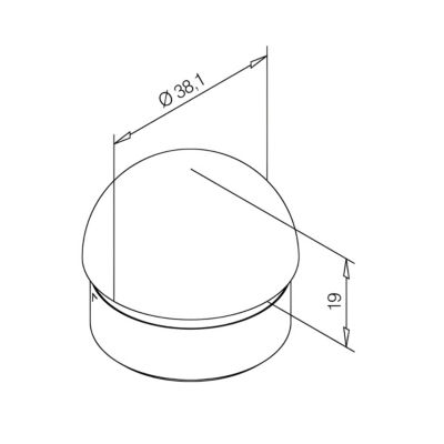 2 x Embout bombé pour tube diam. 38,1 x 1,27 mm - Zamac aspect inox brossé