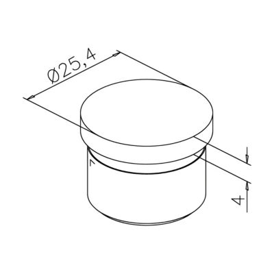 2 x Embout plat pour tube diam. 25,4 x 1,27 mm - Zamac aspect inox brossé