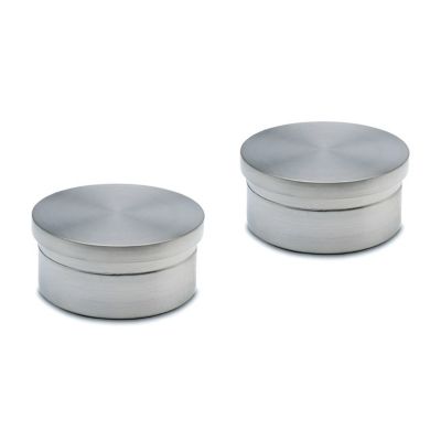 2 x Embout plat pour tube diam. 38,1 x 1,27 mm - Zamac aspect inox brossé
