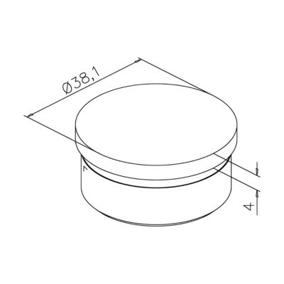 2 x Embout plat pour tube diam. 38,1 x 1,27 mm - Zamac aspect inox brossé