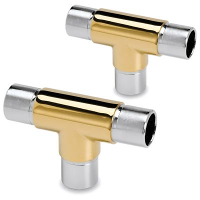 2 x Raccord 3 départs en T pour tube diam. 25,4 x 1,27 mm - Zamac aspect laiton poli