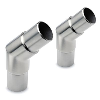 2 x Raccord 45 degrés pour tube diam. 38,1 x 1,27 mm - Zamac aspect inox brossé