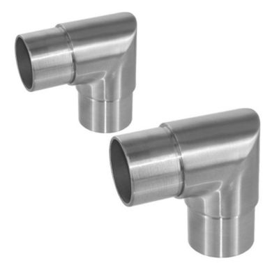 2 x Raccord 90 degrés angle vif pour tube diam. 42,4 x 2 mm - Inox 304