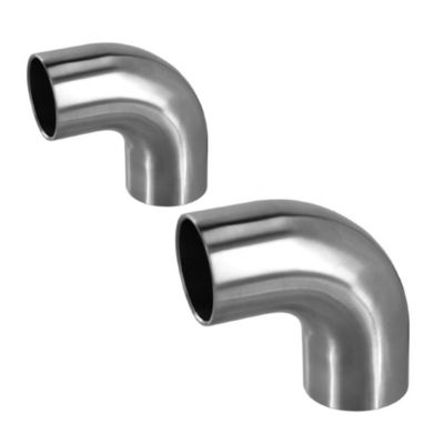 2 x Raccord 90 degrés arrondi pour main courante bois diam. 42,4 mm - Inox 304