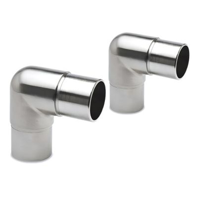 2 x Raccord 90 degrés pour tube diam. 38,1 x 1,27 mm - Zamac aspect inox brossé
