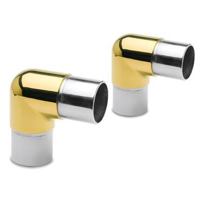 2 x Raccord 90 degrés pour tube diam. 38,1 x 1,27 mm - Zamac aspect laiton poli