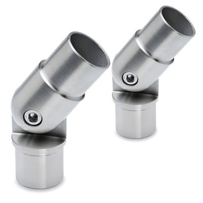 2 x Raccord orientable pour tube diam. 38,1 x 1,27 mm - Zamac aspect inox brossé