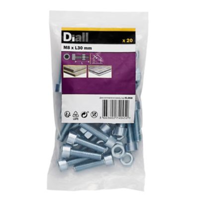 20 boulons tête cylindrique acier zingué 8 x 30 mm