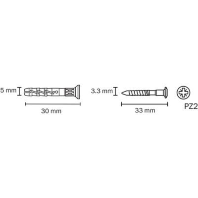 20 chevilles à frapper Diall nylon CS PZ Ø5x30mm