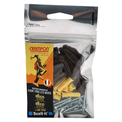 20 chevilles universelles Crampon Ø6 mm / Ø8 mm avec vis Castorama — free download