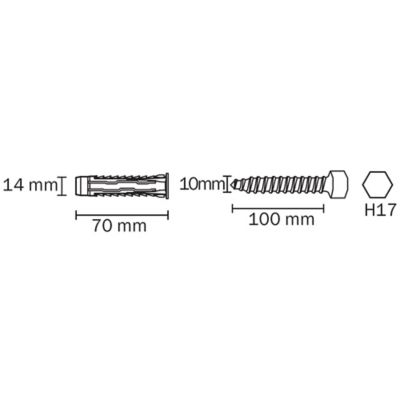 20 chevilles universelles Diall nylon HX Ø14x75mm