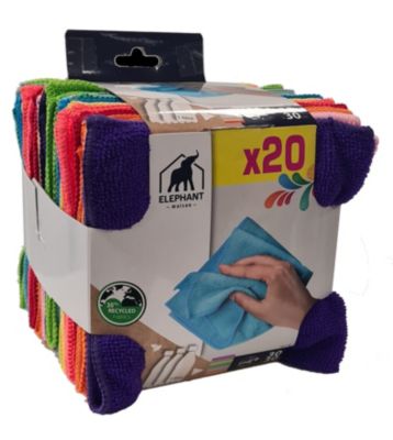 20 lavettes microfibre 30 x 30 cm Élephant