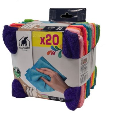 20 lavettes microfibre 30 x 30 cm Élephant