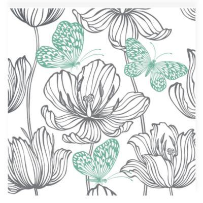 20 serviettes en papier 33 x 33 cm Fleurs et papillons