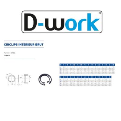 200 Circlips Intérieurs D. 15 mm - DIN 472 - Brut - D-Work