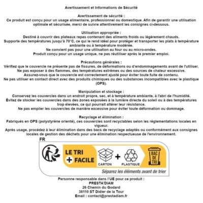 200 Couvercles pour Plateaux Repas 5 compartiments 297 x 231 x 50 mm en OPS - D-Work