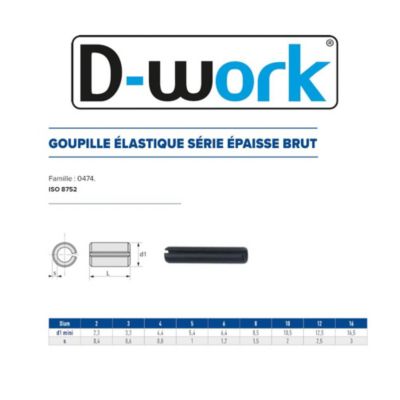 200 Goupilles Elastiques Epaisses D. 5 x 12 mm - 8752 - Brut - D-Work