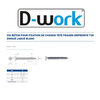 Vis béton tête fraisée 7.5 x 182 mm SCELL IT Boîte de 50