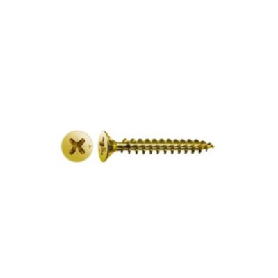 200 Vis Bois Tête Fraisée Pozidriv YELLOX + pointe 4CUT F/Total 4 x 25 mm - Zingué Bichromaté Cr3 - D-Work