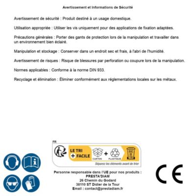 200 Vis Métaux Tête Hexagonale F/Total 4 x 20 mm - DIN 933 - Laiton - D-Work