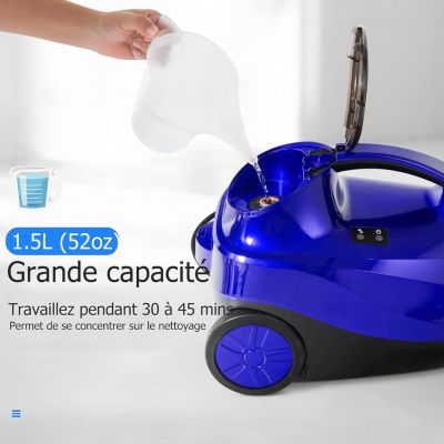 2000W Nettoyeur Vapeur Electrique Pression 4 Bar Volume de Vapeur Reglable avec Verrouillage Enfant Canape Tapis Bleu