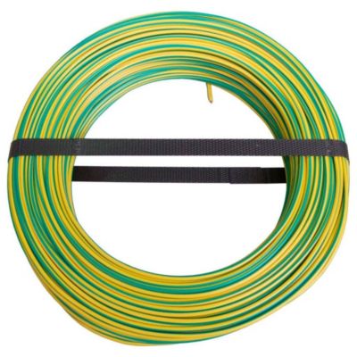 20035333 - Fil rigide H07V-U 1,5mm² vert jaune - couronne 100m - CDP