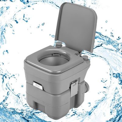 20L Toilette Portable WC Chimique Mobile en HDPE pour Camping Caravanes Hopital Voyage Gris