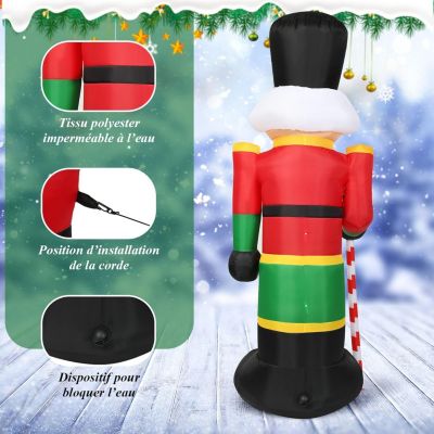 240 CM Soldat Casse Noisette Gonflable Durable et Impermeable avec Lumieres Decoration de Noel Gonflable