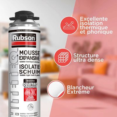 24x Mousse expansive 750ml RUBSON WhiteTeq isolation thermique et phonique Rubson
