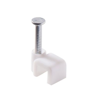 25 cavaliers pour câble électrique 2 fils 4 mm blanc