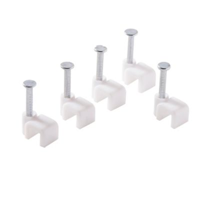 25 cavaliers pour câble électrique 2 fils 4 mm blanc