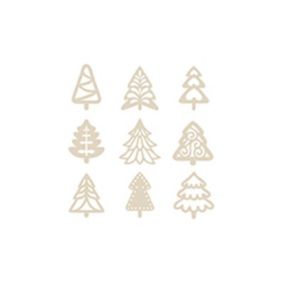 27 mini décorations sapins en bois