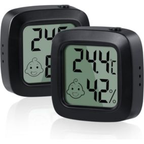 2PCS Mini Thermomètre Hygromètre Digital à Haute Précision, Thermomètre Hygrometre Interieur, Avec Interrupteur, Transformable